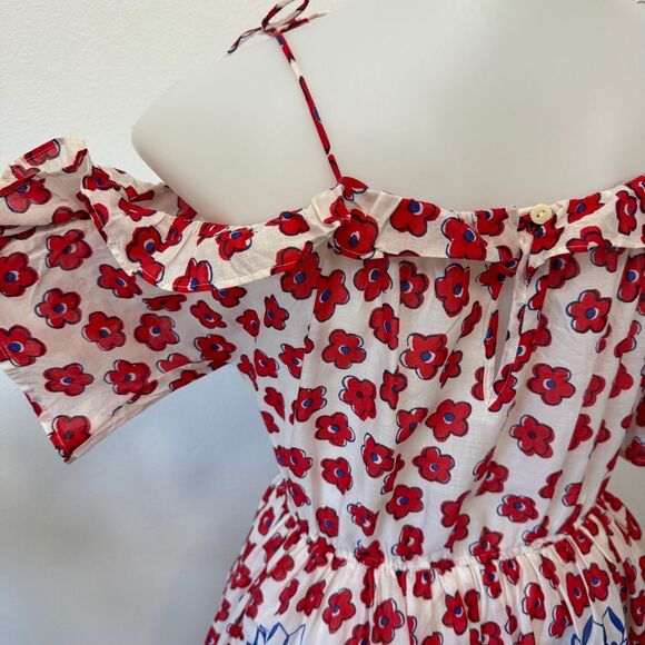 Crewcuts Off The Shoulder Red, White & Blue Girls Dress Size 10 - Picture 3 of 11